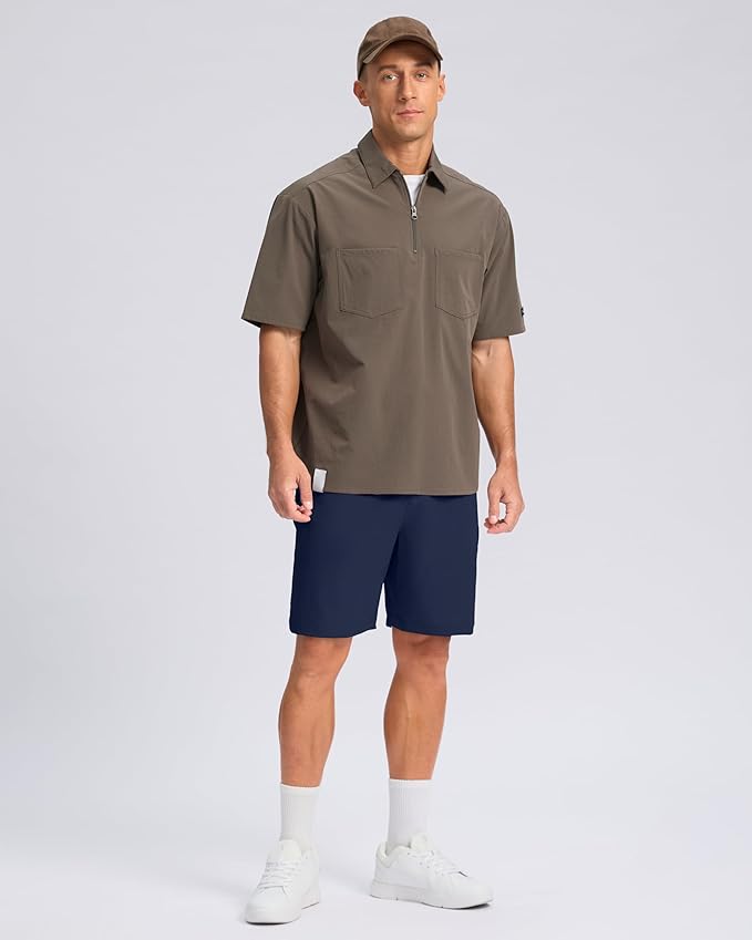 Pudolla Men's Casual Shorts 7"/9" Lightweight Golf Shorts with 3 Pockets Stretch Quick Dry Comfy Work Shorts