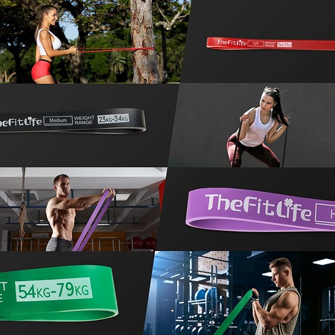 TheFitLife Pull Up Assistance Bands- Resistance Bands for Working Out, Long Workout Bands for Exercise, Fitness Band for Pullup Assist, a Substitute of Dumbbell Set and Kettlebells, Barbell