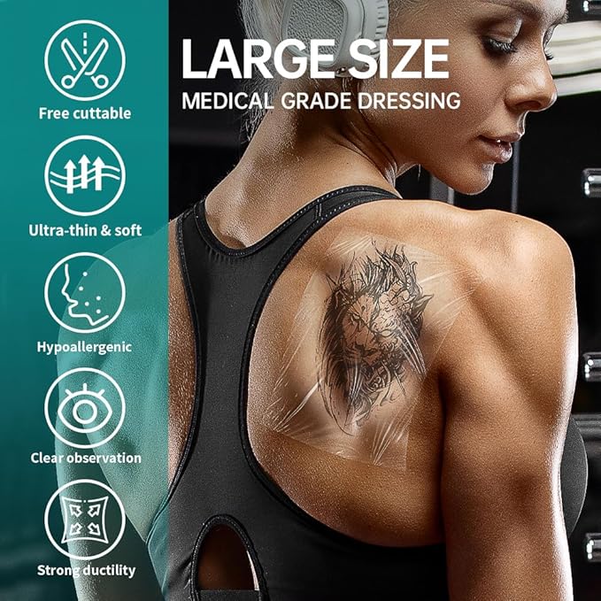 Dimora Waterproof Transparent Film Dressing, Large Clear Wound Bandages 6x8 inch 50 Pack, Post Surgical Skin Protector, Adhesive Medical Pad for Swimming,Showering,Tattoo Aftercare,IV Fixing