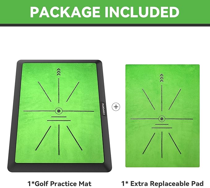Golf Hitting Mat,Golf Training Mat for Swing Path Feedback Detection Batting, Extra Replaceable Golf Practice Mat 16"x12", Golf Gifts for Men Women for Home Indoor Outdoor