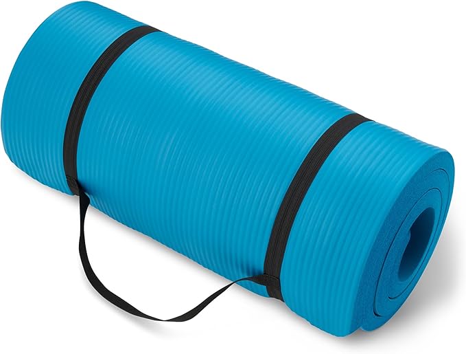 Amazon Basics 1 Inch Extra Thick Workout Exercise Yoga Mat with Carrying Strap