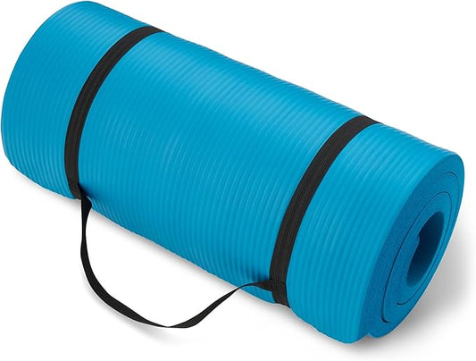 Amazon Basics 1 Inch Extra Thick Workout Exercise Yoga Mat with Carrying Strap