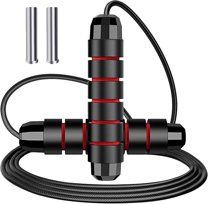 Weighted Jump Rope,Adjustable Tangle-Free Rapid Speed Steel Jumping Rope for Kids,Women and Men,Workout Jump Rope with Foam Handles,Exercise & Slim Body Skipping Rope at Home School Gym