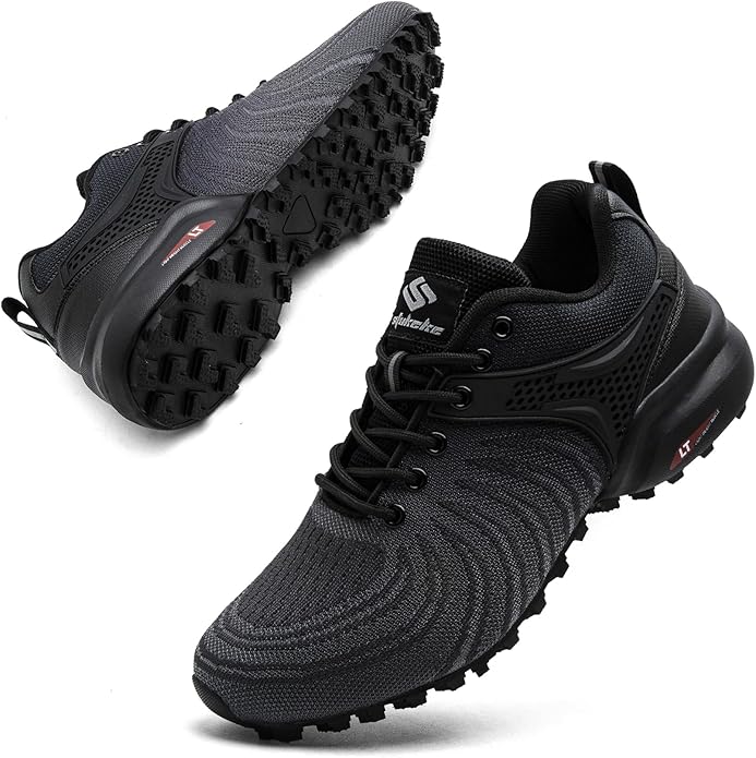 Men's Trail Running Shoes Lightweight Breathable Walking Hiking Sneakers Outdoor Athletic Tennis Cross Training Shoes