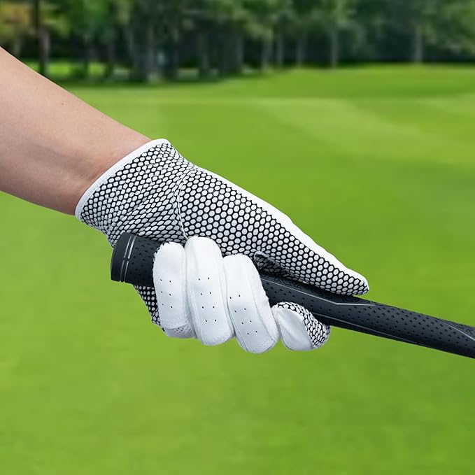 Men's Polyurethane Non-Slip Synthetic Leather Golf Gloves Two Left Hand Gloves Two Pack