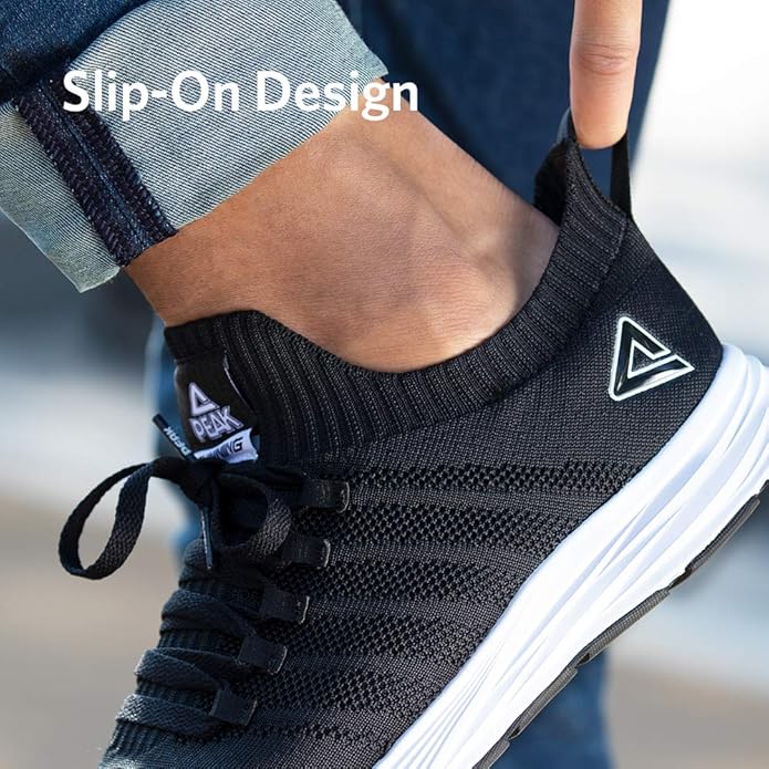 PEAK Mens Lightweight Walking Shoes Comfortable Slip On Sports Sneakers for Tennis, Gym, Running, Casual Workout