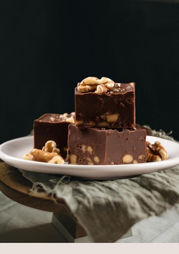 Nuts To You 6.6 Oz. Sugar Free Smooth Creamy Chocolate Walnut Fudge | Fresh Gourmet Candy | Decadent and Delicious Handcrafted Fudge