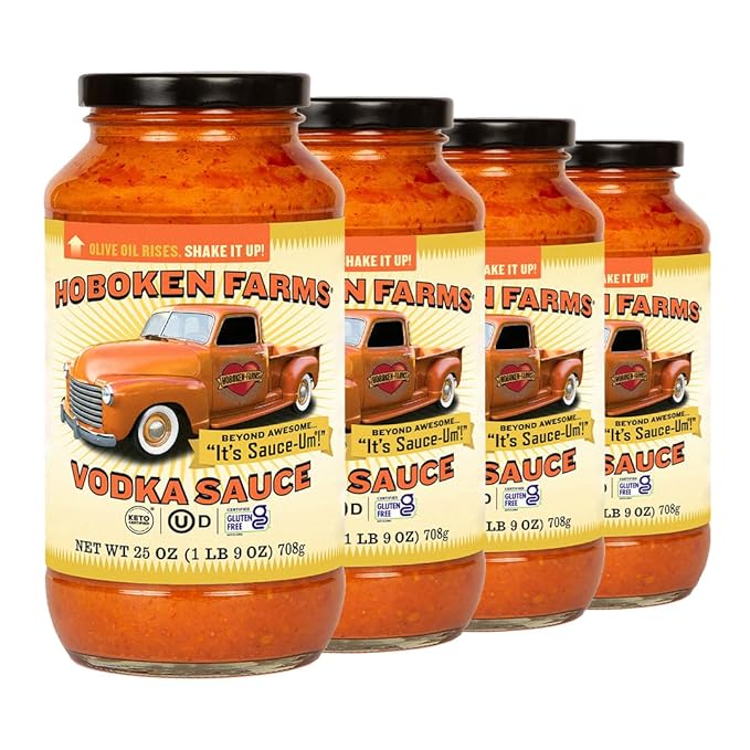 Hoboken Farms Vodka Sauce – No Sugar Added, Low Sodium, Non-GMO, Preservative-Free, Low Carb, Keto – Better For You Pasta Sauce! (25 Fl Oz, Pack of 4)