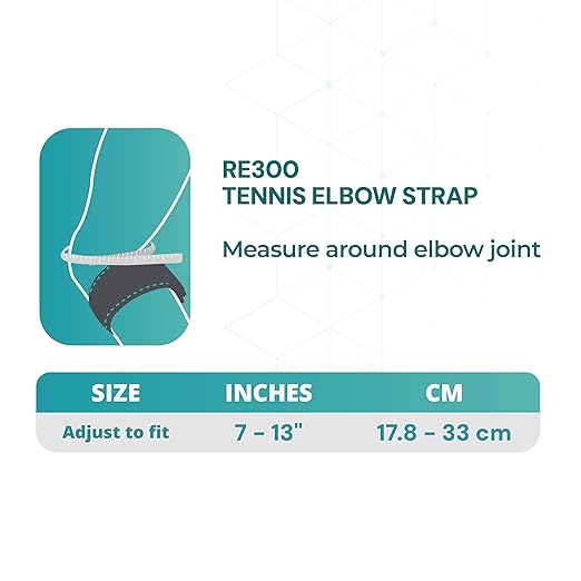 OPPO RE300 Adjustable Tennis Elbow Strap - Breathable Brace for Tennis & Golfers Elbow Pain Relief - Tendonitis Support for Men & Women (Black, One Size, 1-Pack)