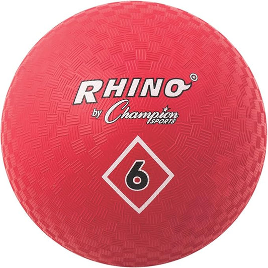 Champion Sports Playground Ball – High-Bounce 2-Ply Construction, Durable Red Ball for Throwing, Catching & Kicking - Multiple Sizes (5", 6", 7", 10", 13", 16")