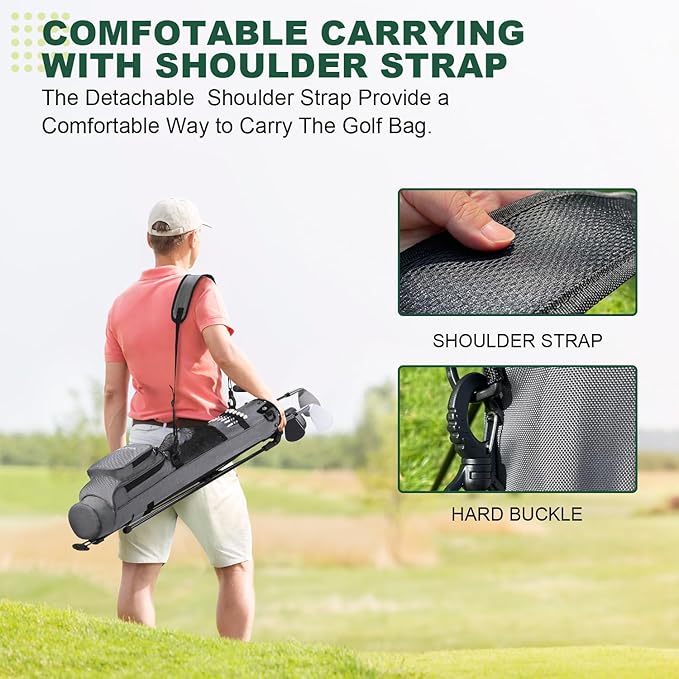 MAZEL Lightweight Golf Bag for Men – Easy to Carry Golf Clubs Bag with Shoulder Strap,Pitch n Putt Golf Stand Bag for Driving Range,Par 3 and Executive Courses - Fit Up to 8 Clubs