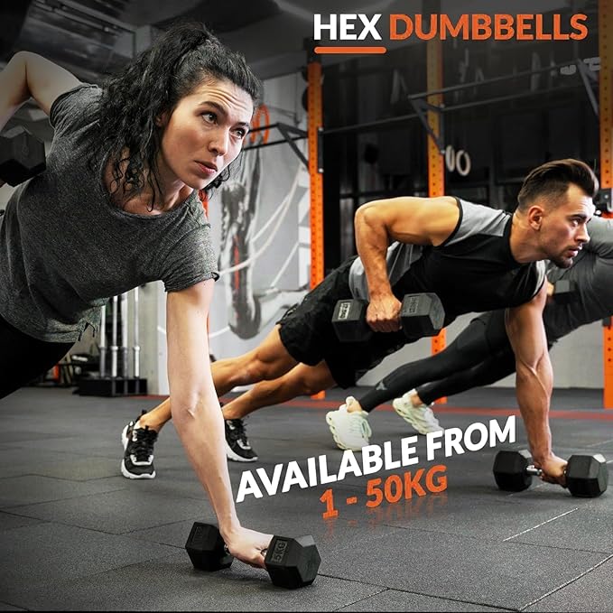 350LB 450LB 550LBS Rubber Hex Dumbbell Sets with Rack for Home Gym, 5-50LB Dumbbell Sets Coated Hand Weights for Strength Training, Workouts (5, Pounds)