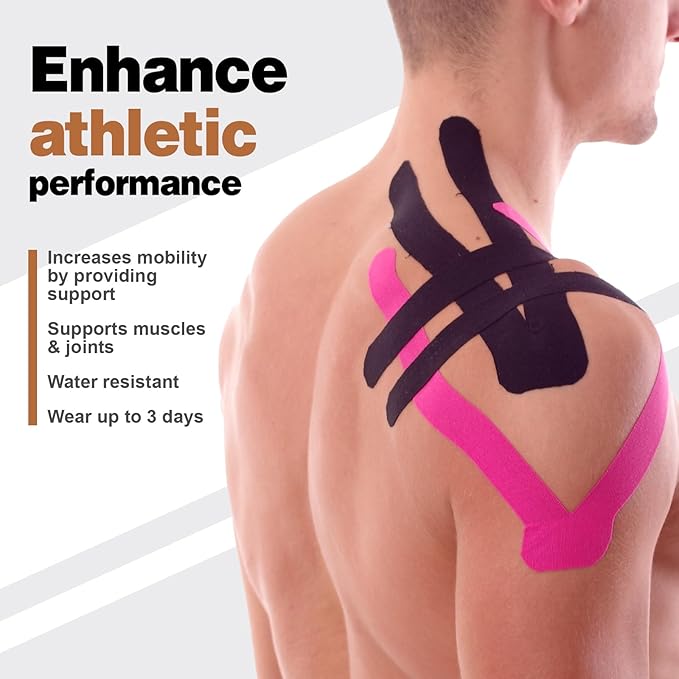 AZEN 3 Rolls Kinesiology Tape, 16.4 ft Waterproof Kinetic Tape for Joints Support and Muscle Pain Relief, Knee Tape, Athletic Tape, Uncut Muscle Tape - Skin