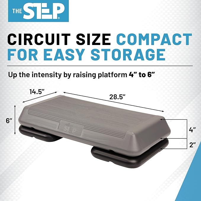 Freestyle STEP Exercise Step Platform, Circuit Size Stepper for Exercise at Home with 2 Risers
