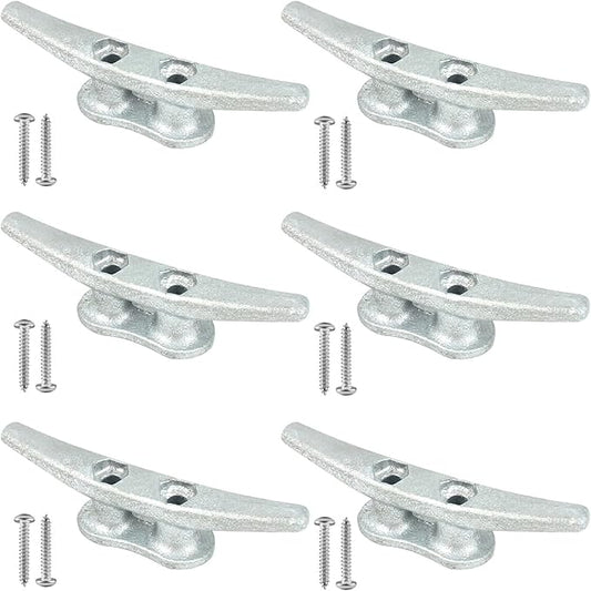 Boat Cleats 4Inch,Hot Dip Galvanized Cast Iron Dock Cleats,Electrophoretic Coated Black Dock Cleats,Rope Cleats Boat Dock Cleats for Marine Deck or Nautical Decor,Hardware Included (4/5/6/10/12Pack)