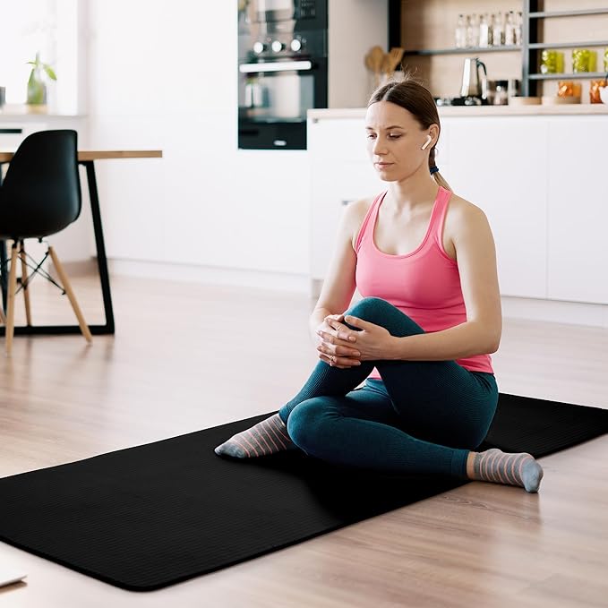 Yoga Mat, 1/2-Inch Extra Thick High Density Exercise Mat, Anti-Tear Exercise Yoga Mat with Carrying Strap, Suitable for Various Yoga Exercises