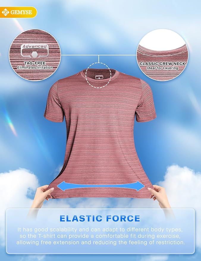 GEMYSE Men's Running Short Sleeve Shirt Sun Protection Quick Dry Moisture Wicking T-Shirts UPF 50+ for Workout