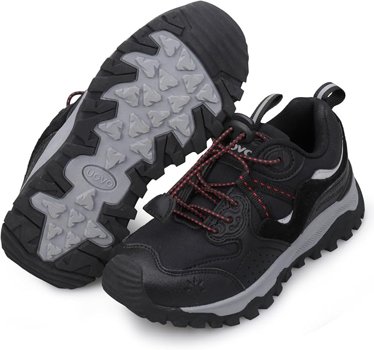 UOVO Boys Girls Hiking Shoes Kids Waterproof Running Trail Fashion Sneakers Breathable Lightweight Non-Slip Outdoor Walking Sports Shoe(Little/Big Kids)