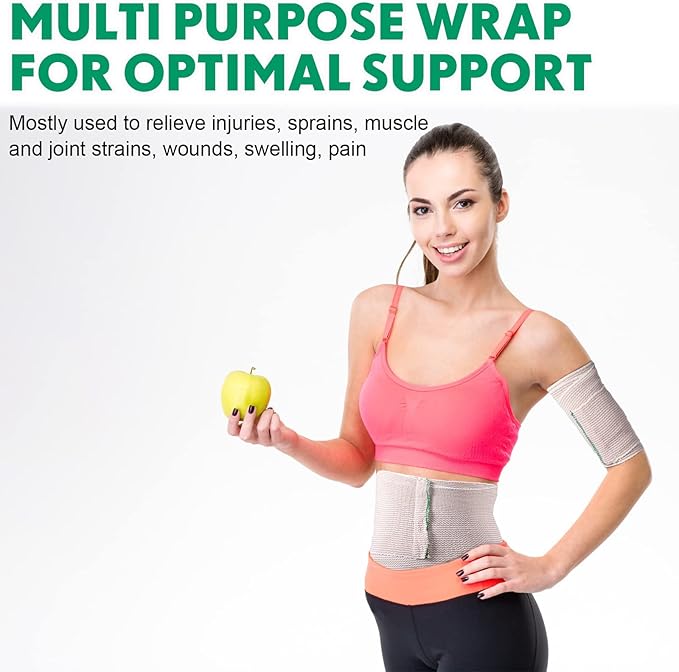 LEIFIDE 36 Pack Compression Bandage Wrap with Self Closure on Both Ends Elastic Bandage for Legs, Knees, Ankles, Wrists, Elbows, Shoulders, Athletic Stretchable Wrap(6 Inch,Green Trim)