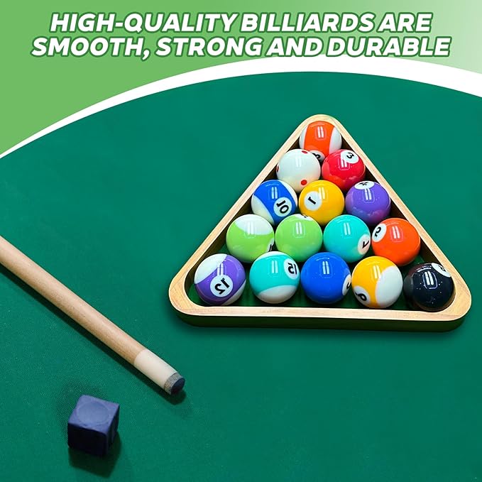 Billiard Balls Set, Deluxe 2-1/4" Regulation Size Billiard Pool Balls for Replacement (16 Resin Balls)