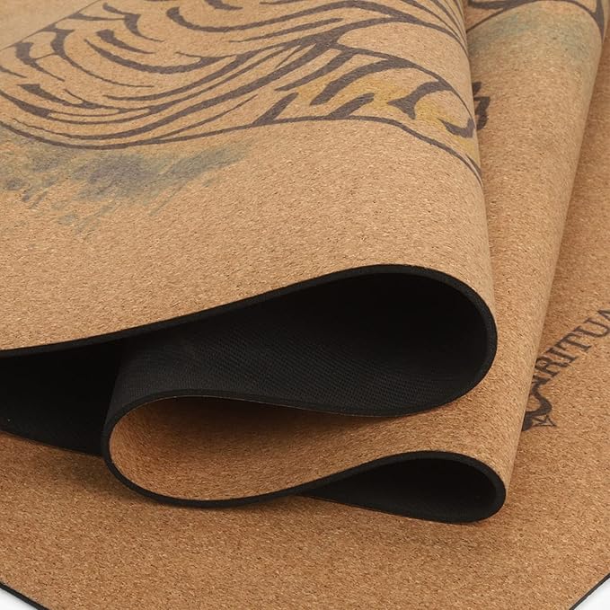 Cork Yoga Mat - Artist Designed, Premium Printed Eco-Friendly Non-Slip mat, Great for Regular & Hot Yoga, Pilates, Workouts 72 inch x 24 inch x 3mm Thick