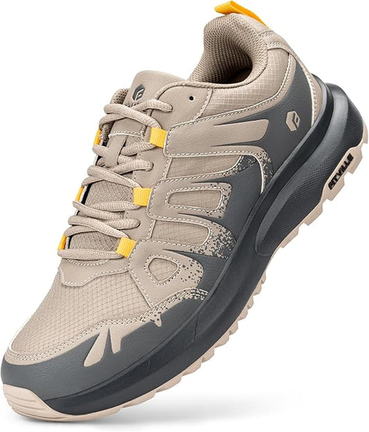 FitVille Men's Wide Hiking Shoes Water Repellent Trekking Trails Outdoor Sneakers Cushioned Lightweight Walking Running Shoes with Arch Support