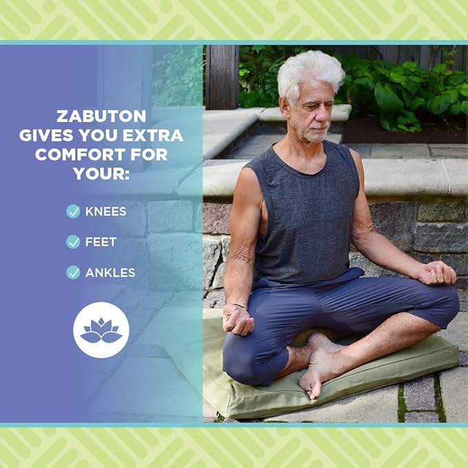 Bean Products Meditation Cushion - Zabuton Meditation Pillows for Sitting on Floor, Yoga Cushion, Cotton Yoga Pillow, Zen Kneeling Prayer Pad- Made in USA - Standard 24x24x2, Natural
