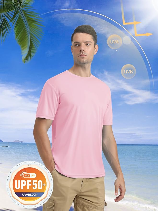 MAGCOMSEN Men's Short Sleeve UPF 50+ T-Shirt Quick Dry Rash Guard Athletic Running Swim Top Tee Performance Water Shirts