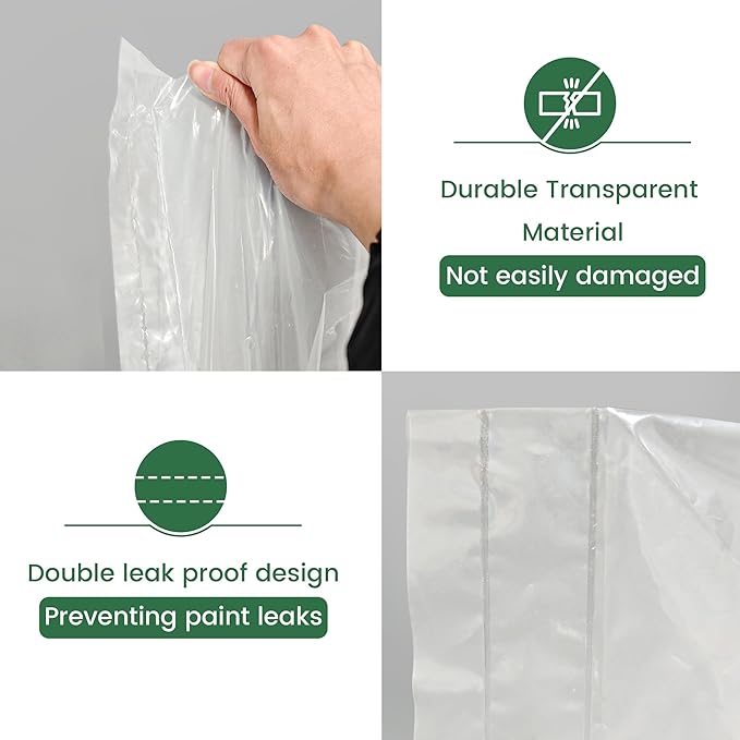 VOOMEY Paint Bucket Liner, 18-Inch Plastic Paint Bucket Liner Bag, 5pcs,Reinforced Bottom, Large Capacity Liner with Elastic Opening
