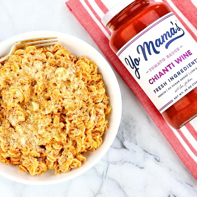 Keto Chianti Wine Pasta Sauce by Yo Mama's Foods, No Sugar Added, Low Carb, Low Sodium, Gluten Free, Paleo Friendly, and Made with Whole, Non-GMO Tomatoes, 25 Ounce (Pack of 6)