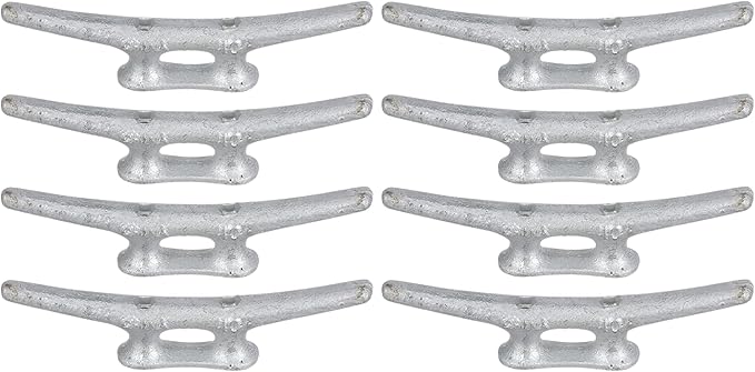 MarineNow Hot-Dipped Galvanized Iron Dock Cleat – Choose Size: 4", 6", 8", 10", 12", 14" – Heavy-Duty Boat Cleats for Dock Lines – Available in Single or Bulk Multi-Packs