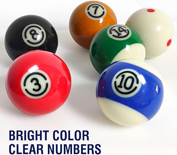 2-1/4" Pool Balls Billiard Set - 16 Resin Balls, Regulation Size & Weight, Complete Billiard Table Balls Set for Replacement, Pool Table Accessories & Billiards Pool Accessories