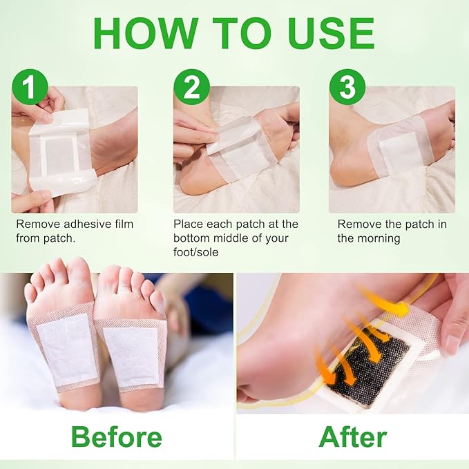 2 in 1 30PCS Foot Pads, Natural Bamboo Vinegar Ginger Powder Foot Pads