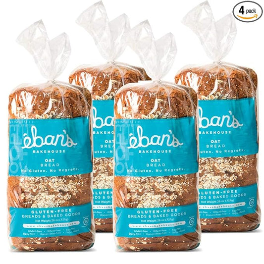 Eban’s Bakehouse Fresh Baked Gluten-Free Oat Bread - 4 Loaves - 100% Natural - Soy, Wheat and Dairy Free, Preservative Free, Non-GMO (26oz, 737g Each)