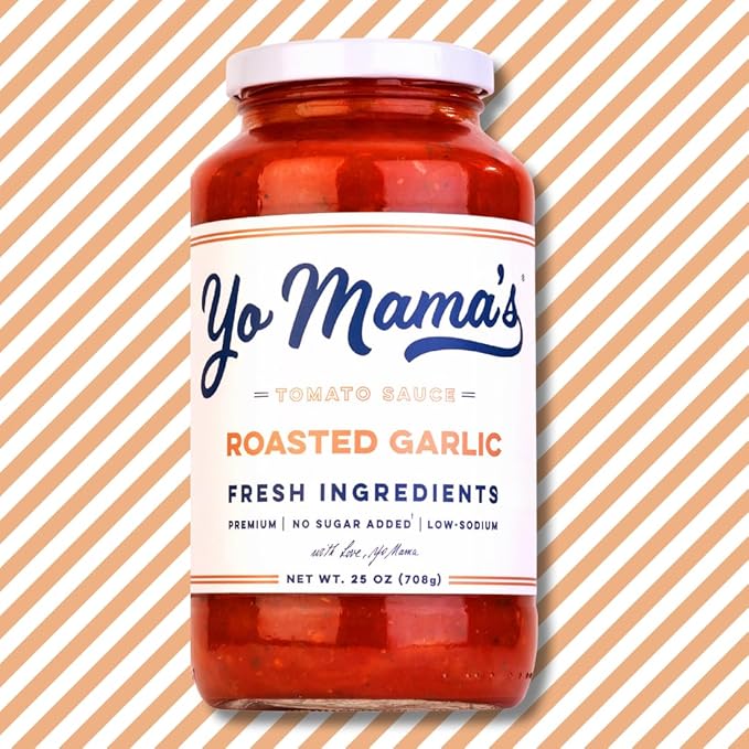 Yo Mama's Foods Keto Roasted Garlic Pasta Sauce - Pack of (2) - Vegan, No Sugar Added, Low Carb, Low Sodium, Gluten Free, Paleo Friendly, and Made with Fresh Non-GMO Tomatoes!