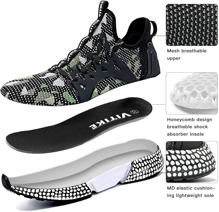 WETIKE Boy's Shoes Mesh Slip on Lightweight Running Sneakers