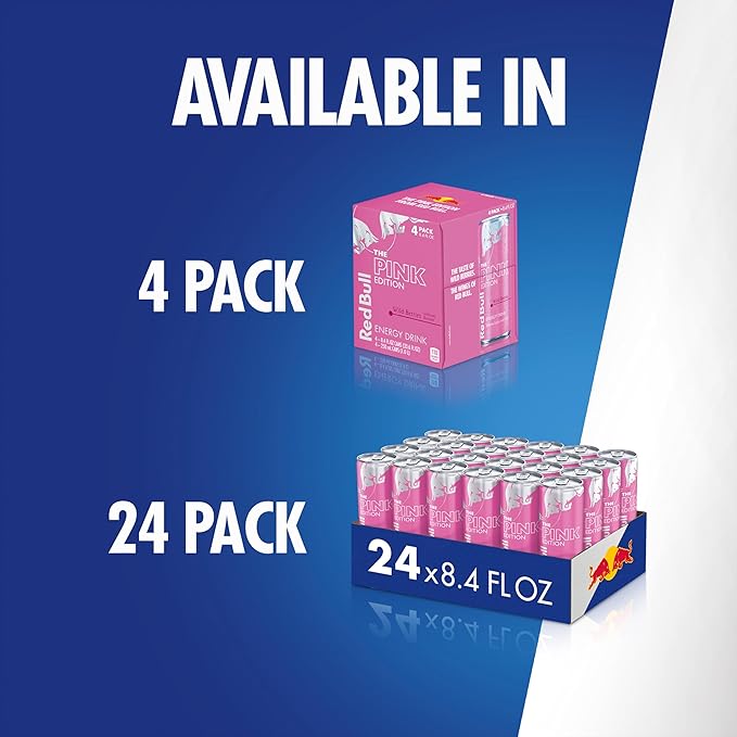 Red Bull Pink Edition Energy Drink, Wild Berries, 8.4 fl. oz., 6 x 4 Cans, Pack of 24 Cans, with 80mg Caffeine, Taurine & B Vitamins