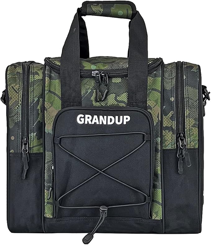 GRANDUP Bowling Ball Bag for Single Ball - Black Bowling accessories Ball Tote Bag Bowling Bag with Padded Ball Holder - Fits Bowling Shoes Up to Mens Size 14
