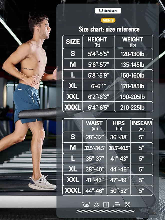 NORTHYARD Men's Running Athletic Shorts 5"/ 7"/ 9" Workout Gym Short Tennis Quick Dry Active Sport Hiking Basketball