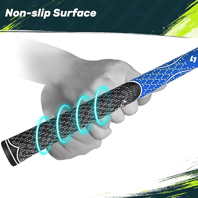 SAPLIZE Hybrid Golf Grips (CL07) - Set of 13, Innovative Design, Cross Corded Rubber Technology, Options of 8 Colors, Standard/Midsize, Basic/Deluxe Kit for Choice, Multicompound Golf Club Grips