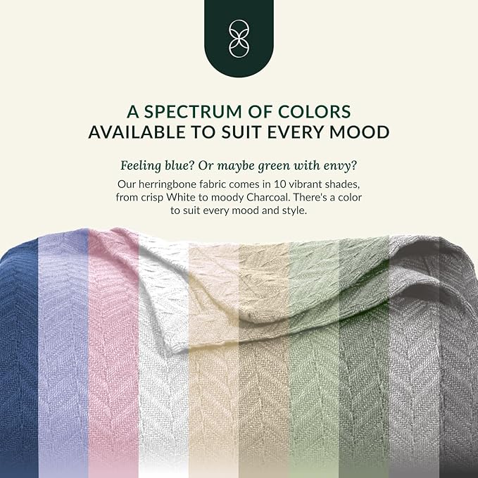 Cloud Scape Linen Herringbone Cotton Throw Blanket for Couch, Bed,Sofa, Home Decor, Soft, Lightweight, All-Season Bed Blanket, 50 x 70,Beige Fog