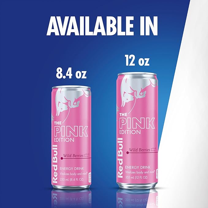 Red Bull Pink Edition Energy Drink, Wild Berries, 12 fl. oz., 6 x 4 Cans, Pack of 24 Cans, with 80mg Caffeine, Taurine & B Vitamins