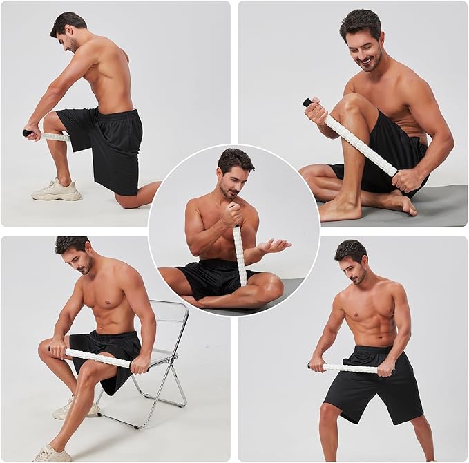 Muscle Roller Stick, Massage Stick for Full Body Relaxation, Relieves Muscle Soreness, Tension, Stiffness, for Shoulders, Neck, Back, Legs, Arms, Deep Tissue Massager(Black White - 24 inch)