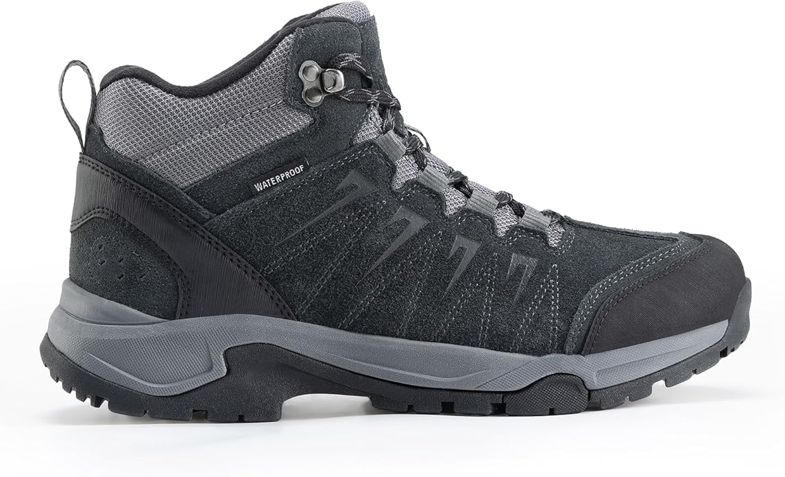 Men's Waterproof Hiking Boots Lightweight Comfortable Leather Mid Ankle Outdoor Trekking Boot
