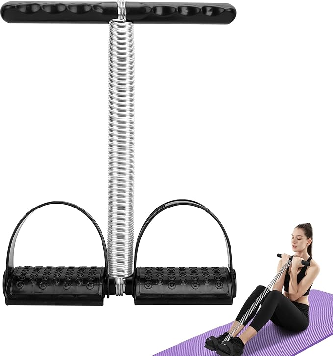 Pedal Puller Resistance Bands with Single Spring – Durable Sit Up Equipment for Home Gym, Strength Training for Abs, Legs, Chest – Portable Full-Body Workout Gear