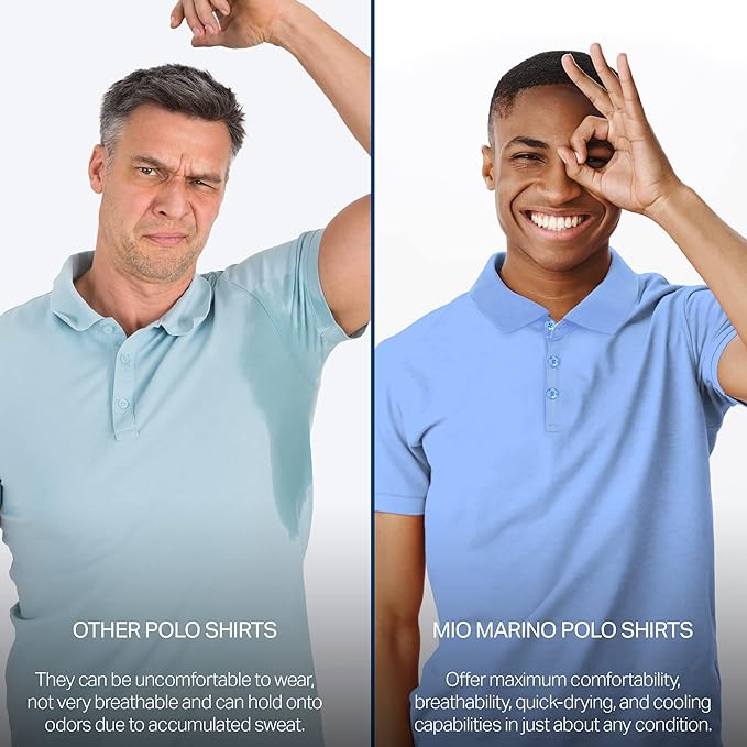 Mio Marino Golf Polo Shirts for Men - Dry Fit - Ultra-Thin Breathable Fabric