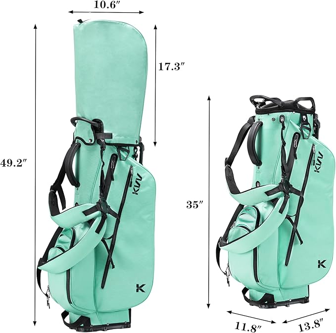 KVV Lightweight Golf Stand Bag with 7 Way Full-Length Dividers, 5 Zippered Pockets, Automatically Adjustable Dual Straps，Elegant Design