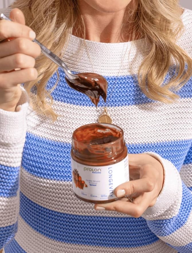 Prolon L-Spread Almond Chocolate Spread | Healthy Low Sugar Keto Snack | Rich in Magnesium, Vitamin E, Fiber, Calcium | Gluten-Free, Vegan, Dairy-Free | Plant-Based w/Cane Sugar, & Healthy Fats, 1 Jar