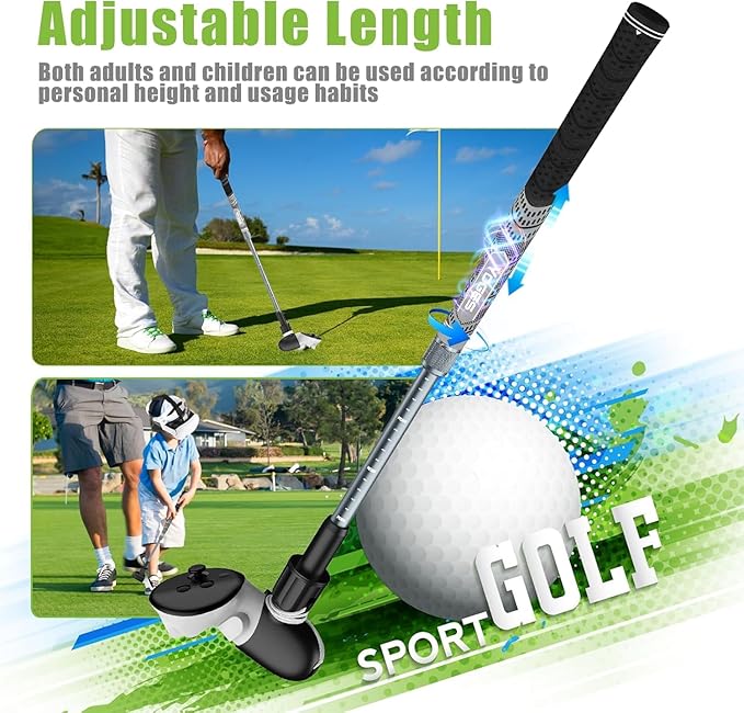 YOGES Adjustable Length VR Golf Club Handle for Meta Quest 3S/Quest 3/Oculus Quest 2, 90 Degree Virtual Reality Baseball Controller Attachment, Simulator Real Golf Game (ONLY for Right Controller)