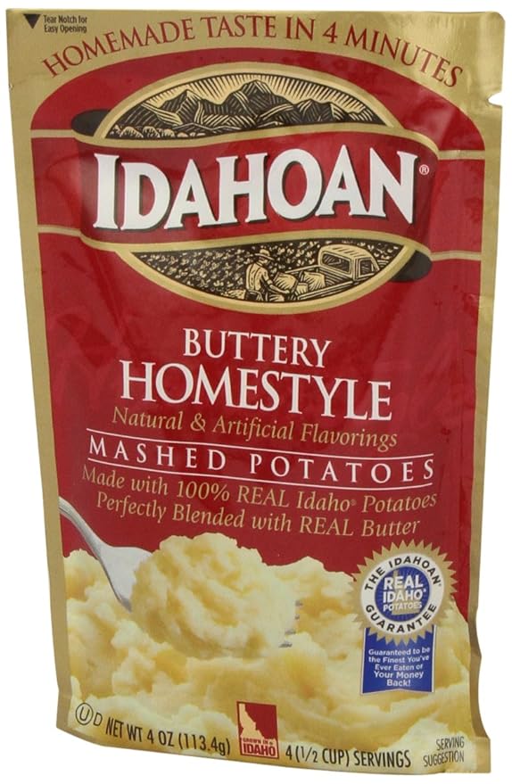 Idahoan Mashed Potatoes, Buttery Homestyle, 4 oz (Pack of 4)